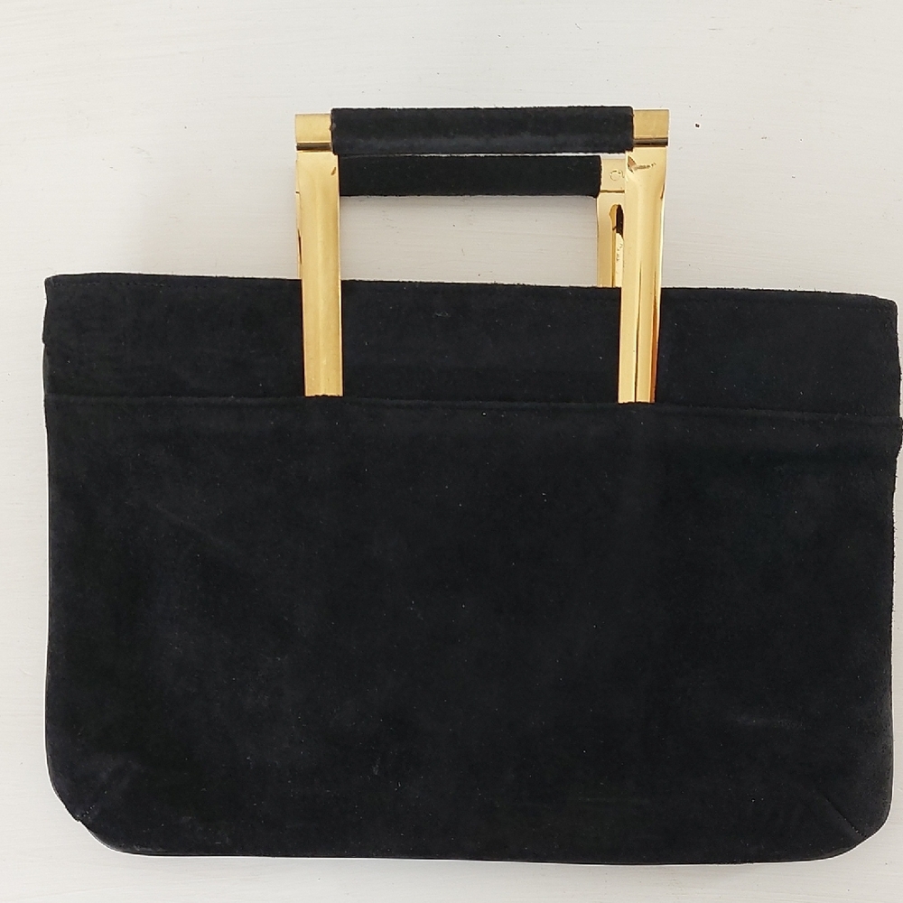 Vintage Black Suede Clutch Old Money Quiet Luxury Minimalist Evening Chic Glam